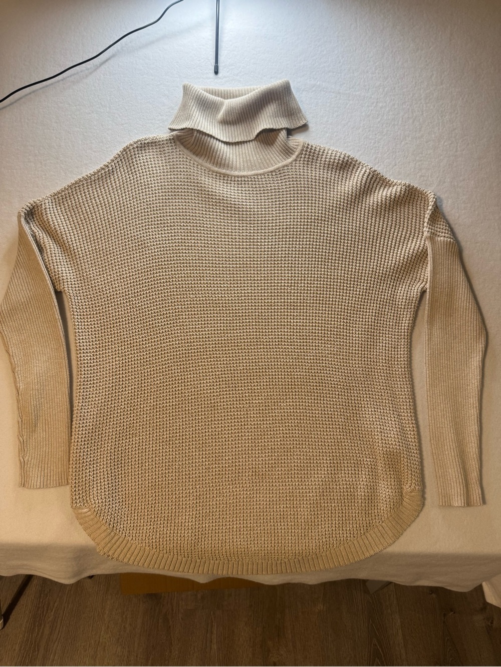 Michael Kors Cream Turtleneck Waffle Knit Sweater